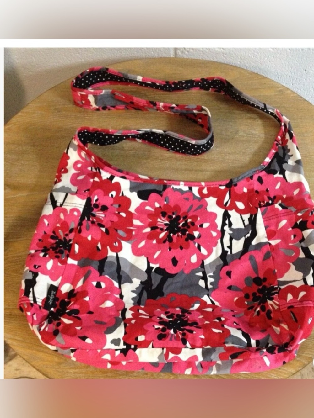 Thirty-One Reversible Bold Bloom Polka-Dot Shoulder Book Bag